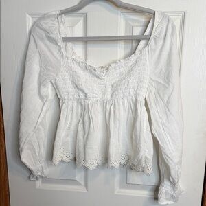 American Eagle Outfitters White Eyelet Blouse